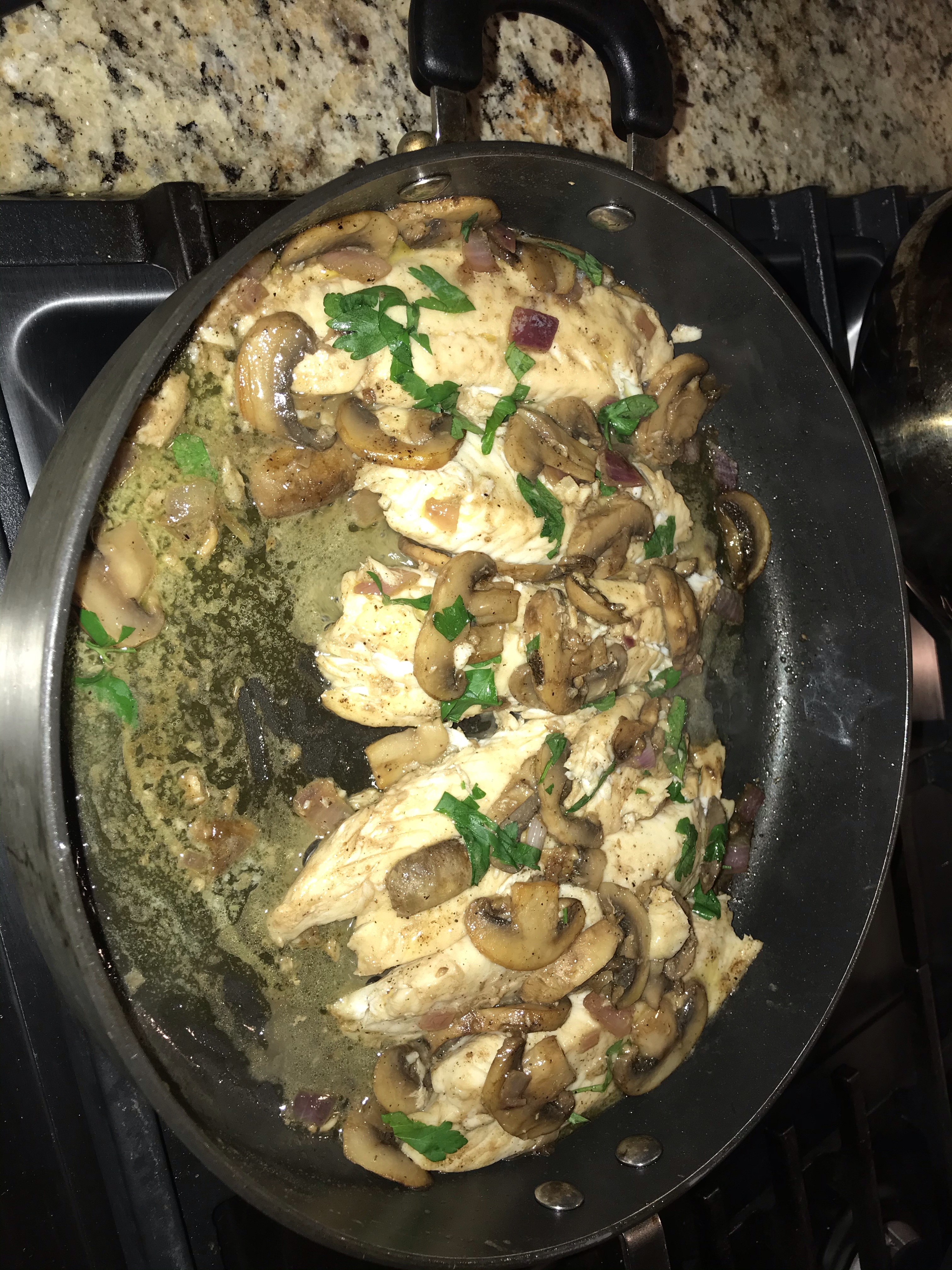 Cod with Garlic, Mushrooms and Vermouth 