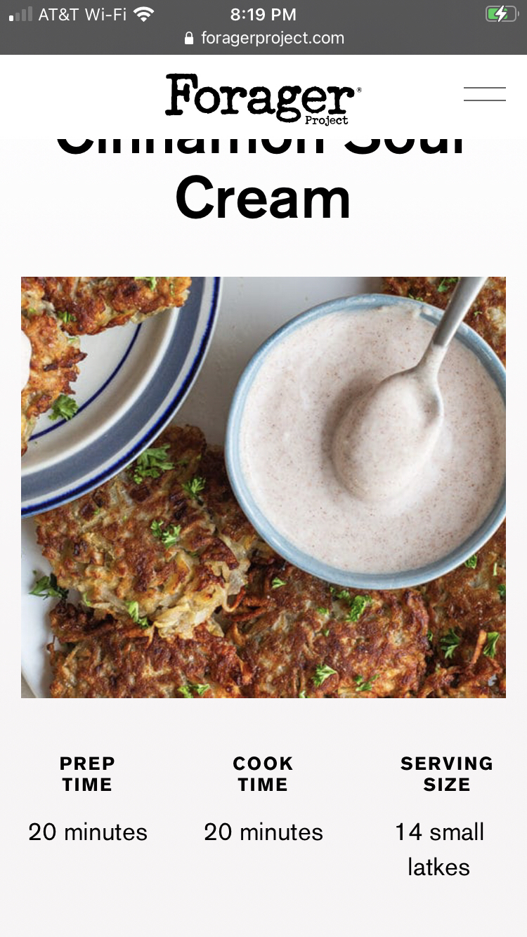 Latkes with Cinnamon Sour Cream