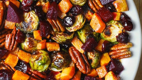 Winter Vegetable Salad with Butternut Squash, Brussels Sprouts, and Beets