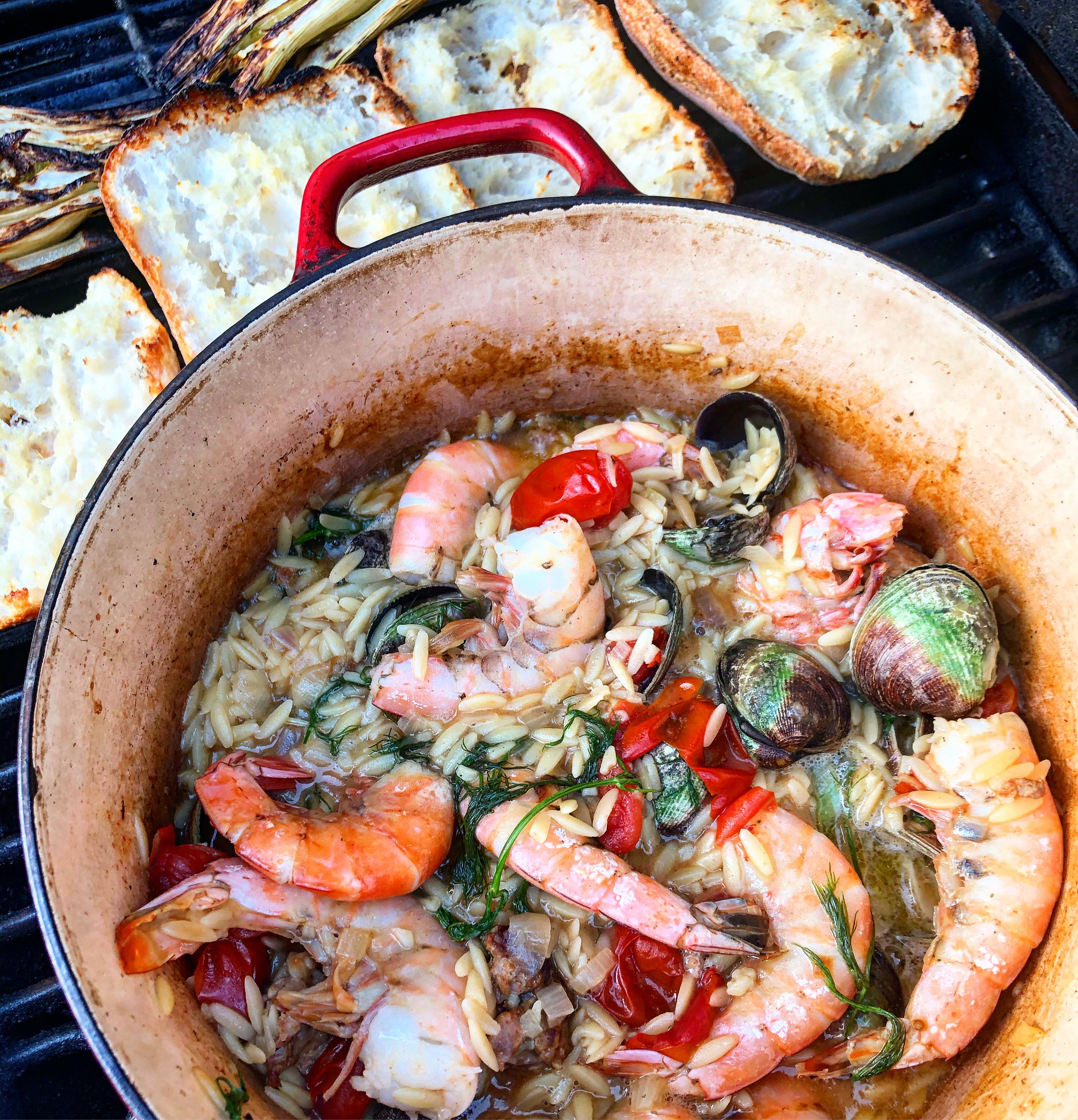Orzo with Shellfish and Garlic White Wine 