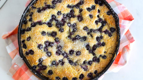 Blueberry Peach Cornmeal Skillet Cake