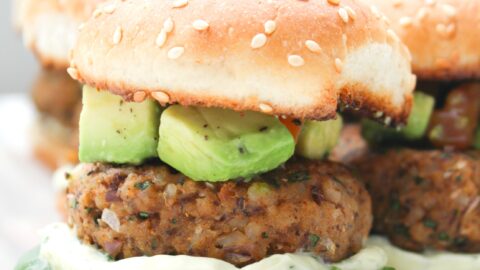 Zesty Brown Rice Black Bean Vegan Sliders with Basil Aioli