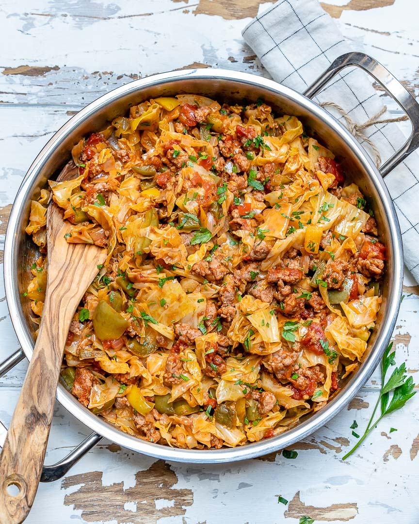 EASY One-Pan Beef + Cabbage Skillet