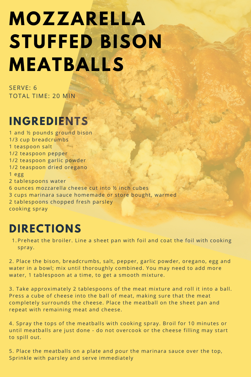 Mozzarella Stuffed Bison Meatballs