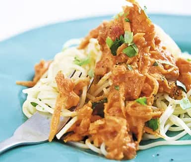 Spagetti med morotssås