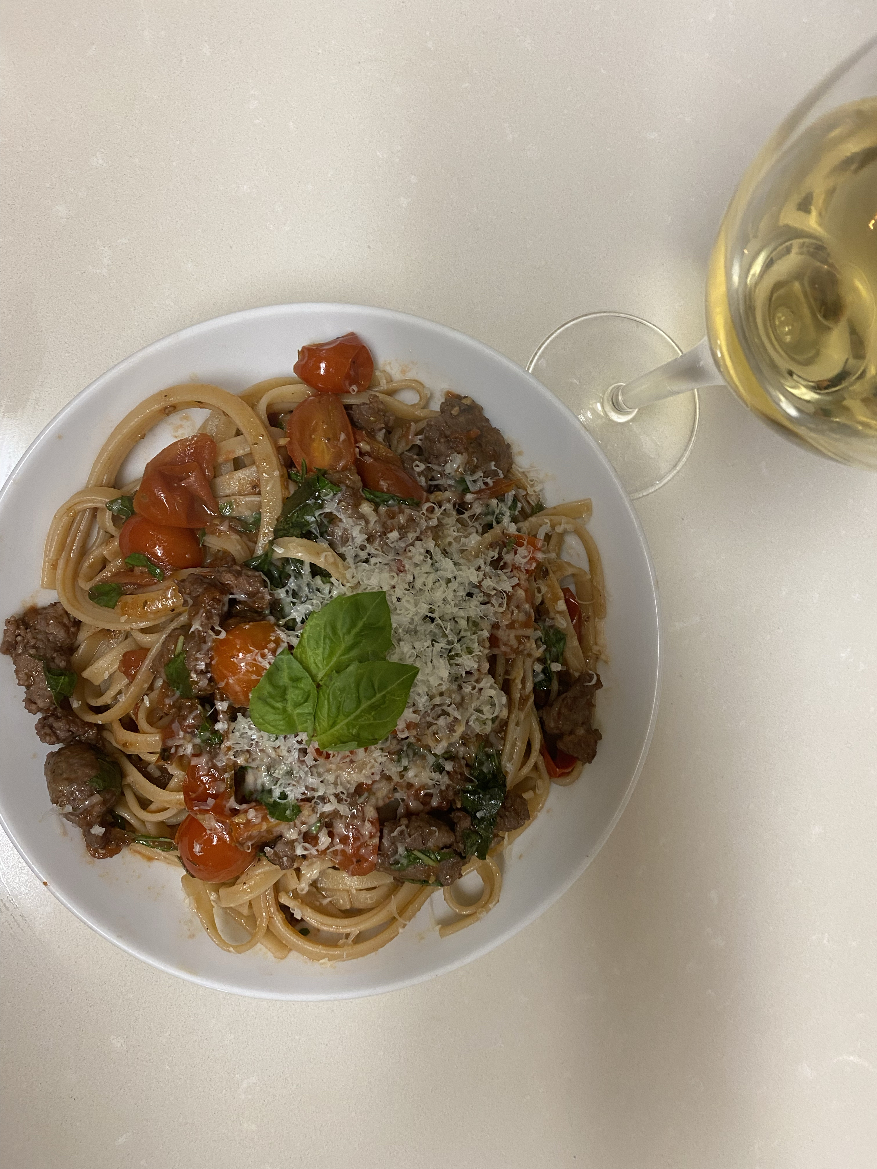 Easy sausage tomato fettuccine 