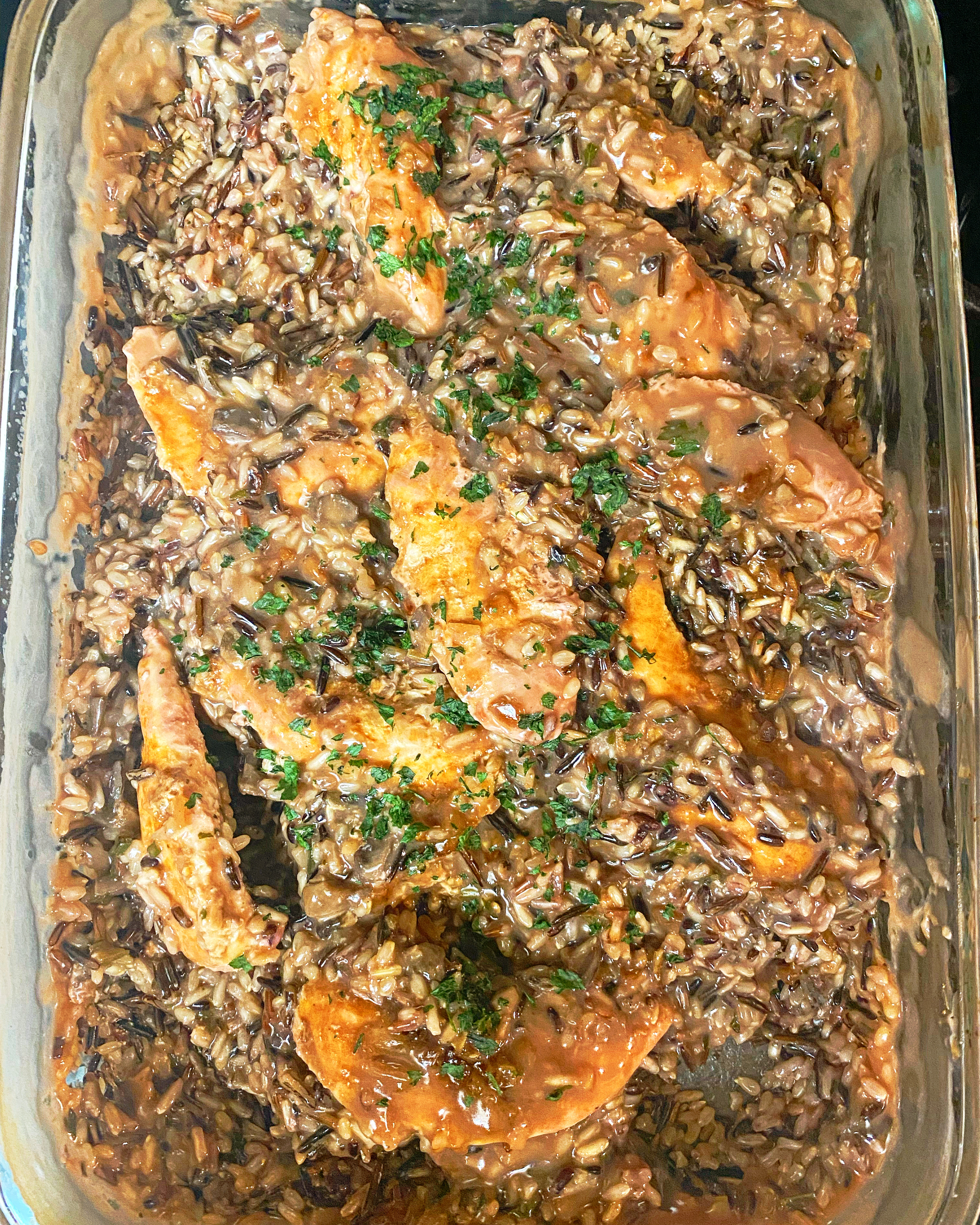 Baked chicken and wild rice 