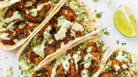 Shrimp Tacos with Creamy Taco Slaw