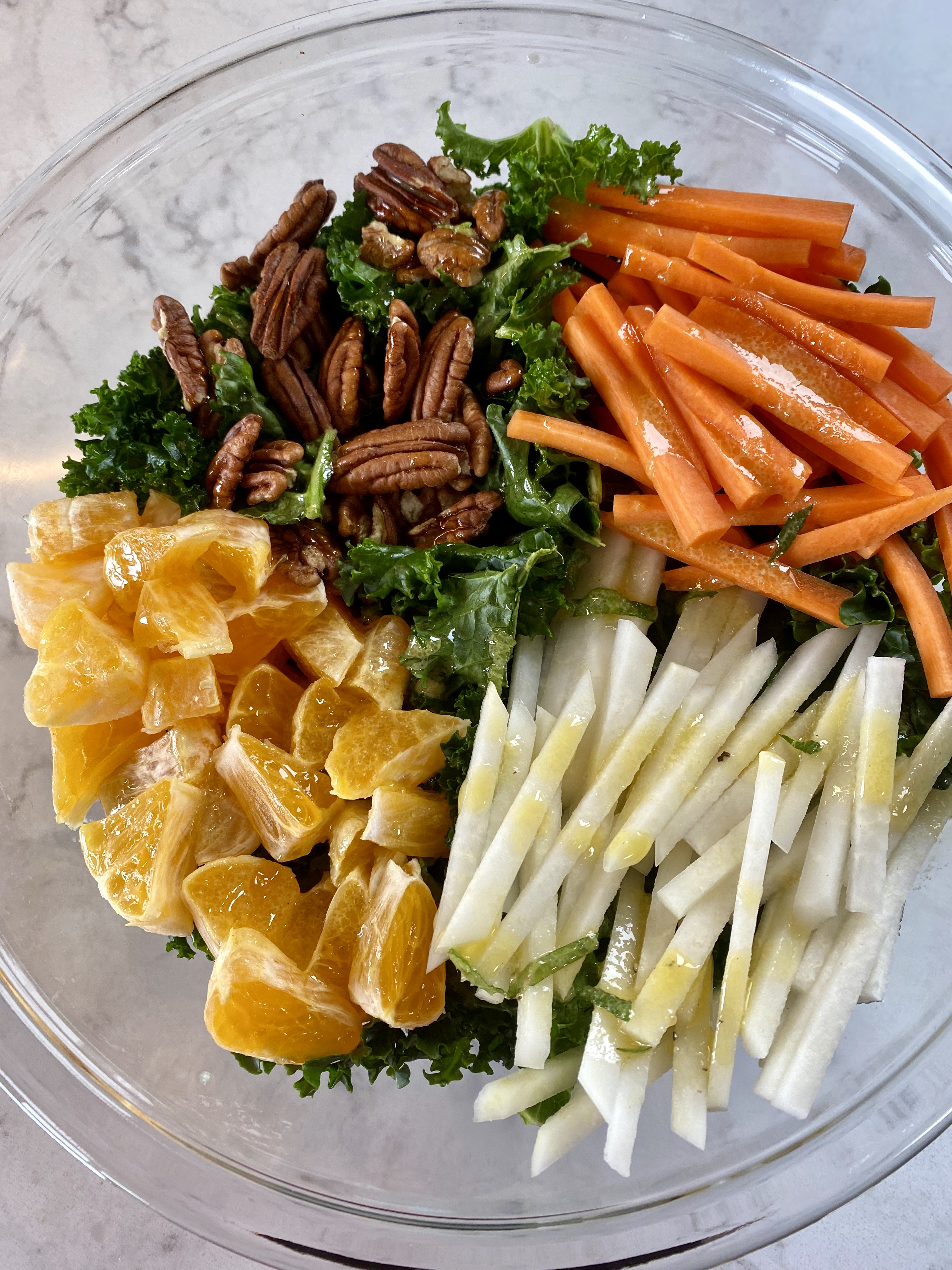 Kohlrabi, Kale, Carrot, & Orange Salad with Citrus Mint Vinaigrette 