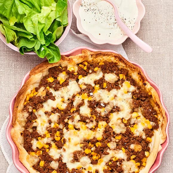 Köttfärspaj med mozzarella