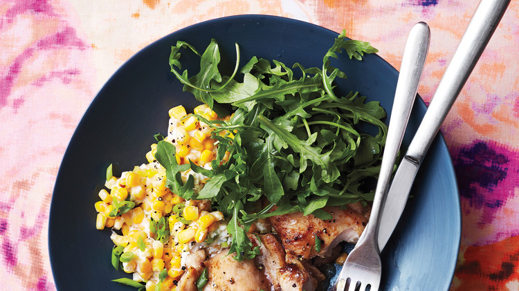 Vinegar-Glazed Chicken with Creamed Corn