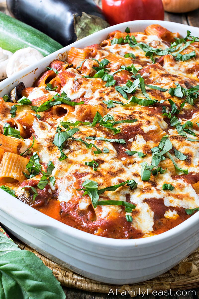 Baked Rigatoni with Roasted Summer Vegetables