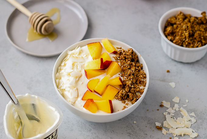 Peach Crisp Yogurt Bowl