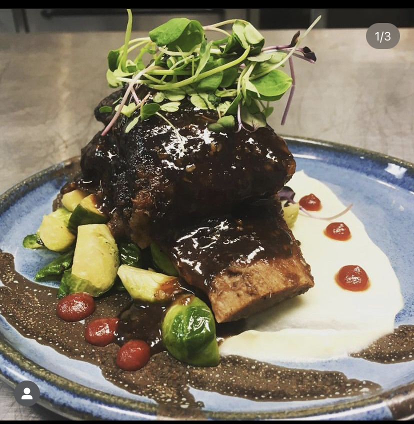 Braised Beef Short Ribs with Arugula Pesto
