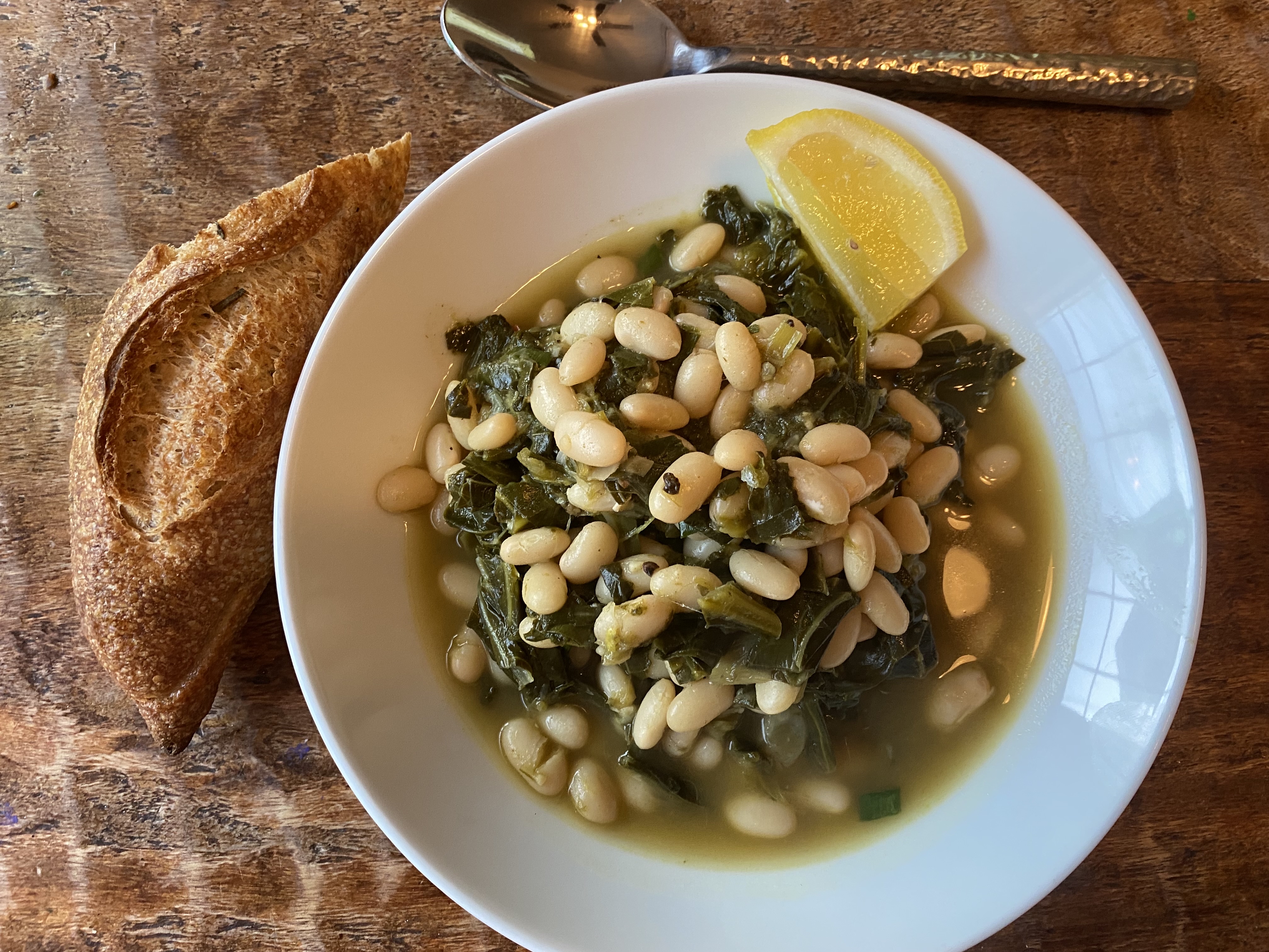 Stewed Collard Greens with spring onions and White Beans