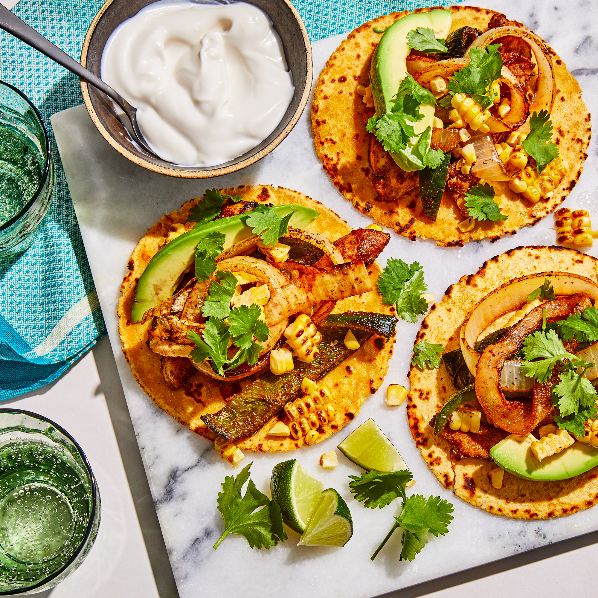 Sheet-Pan Poblano-&-Corn Chicken Fajitas
