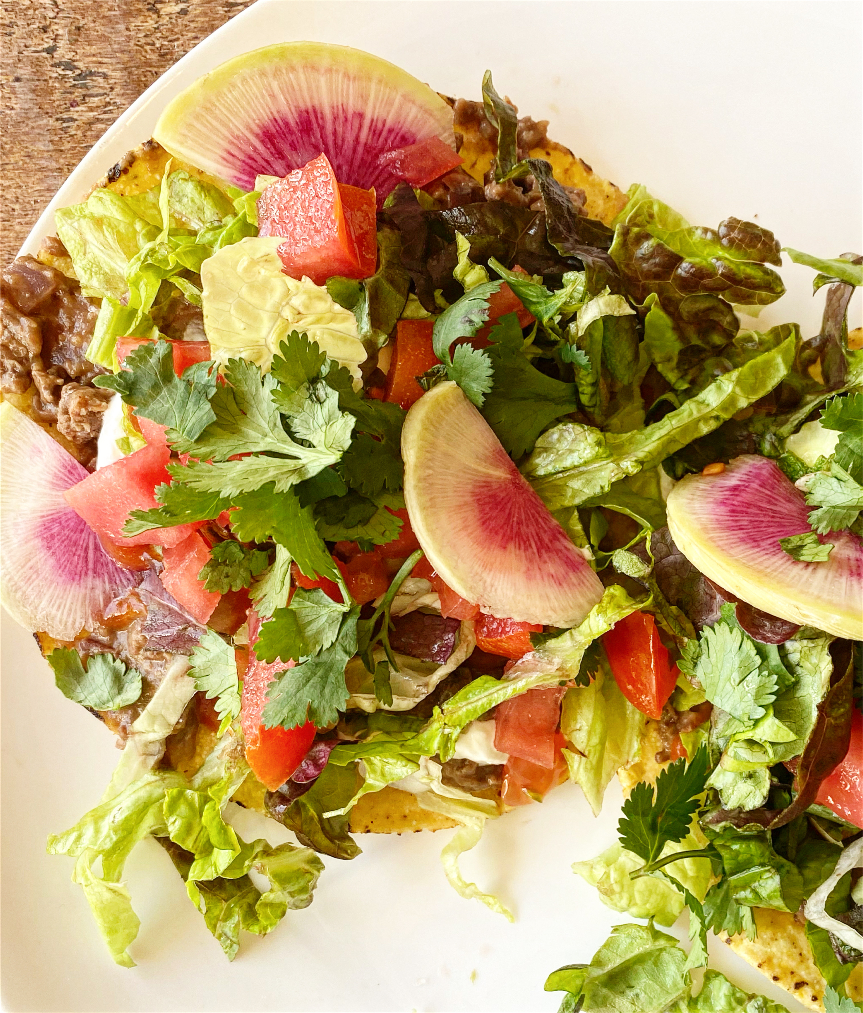 Cheesy Beef and Bean Tostadas