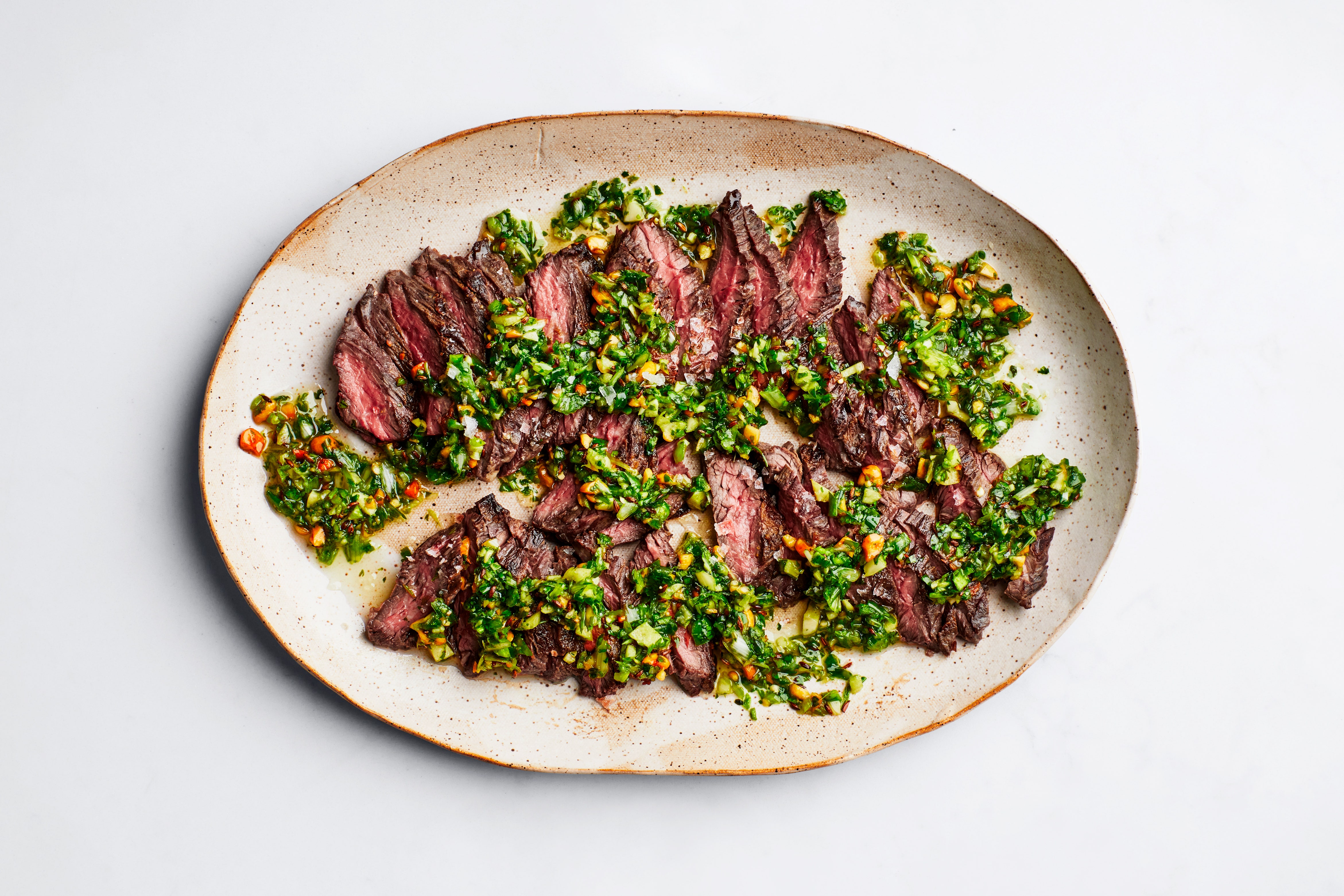 Skirt Steak With Scallion Thecha