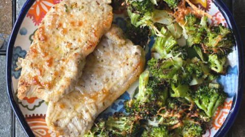Broiled Parmesan Pork Chops & Broccoli