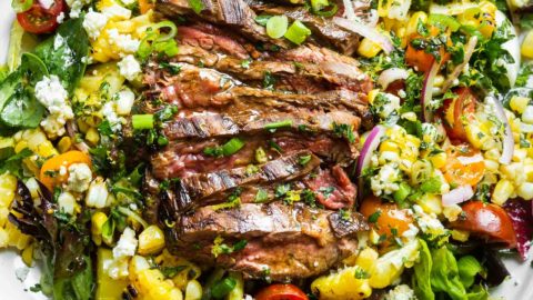 Grilled Corn and Gorgonzola Steak Salad