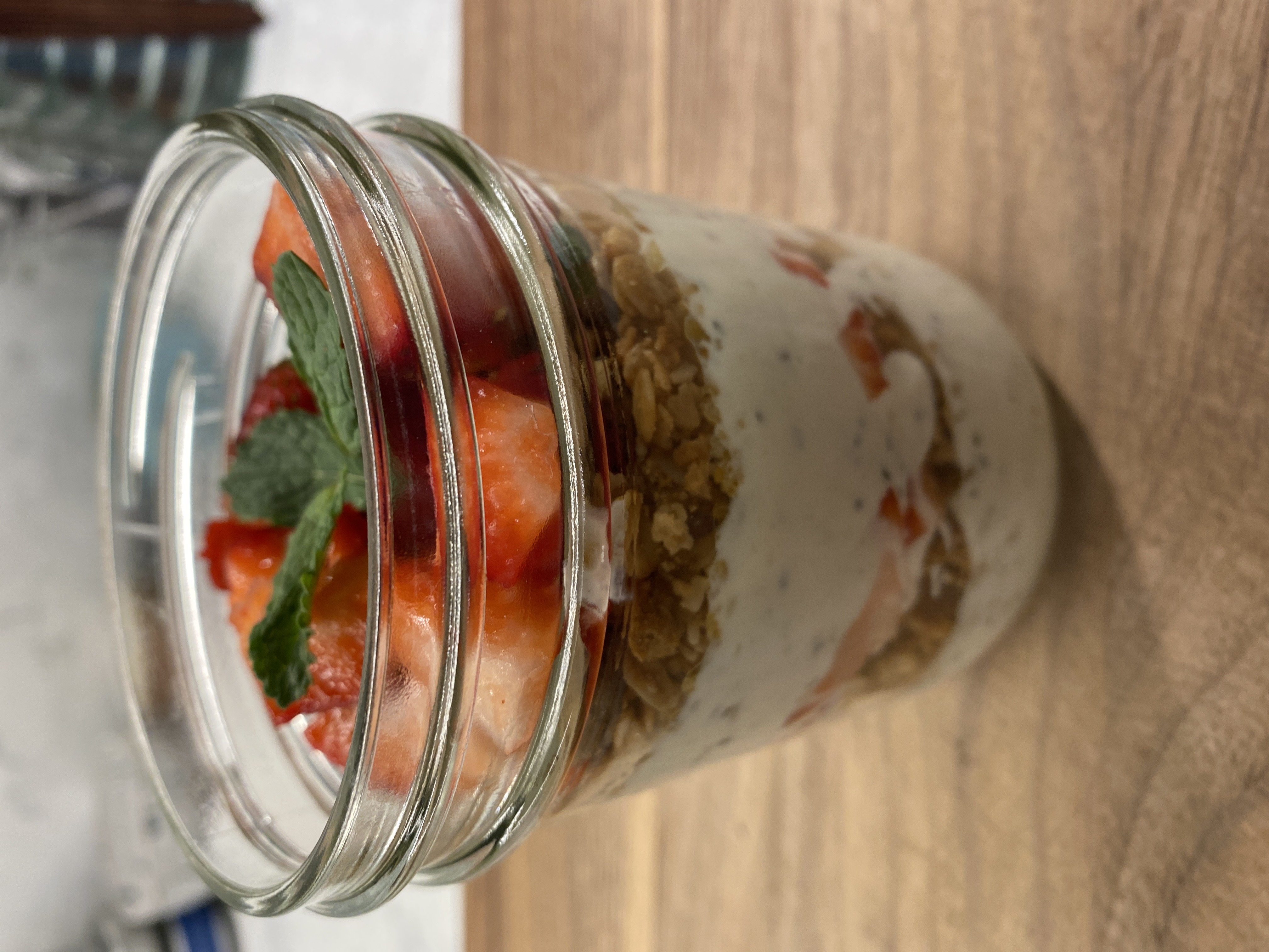 Strawberry & Mint Yogurt Parfaits w/ Granola