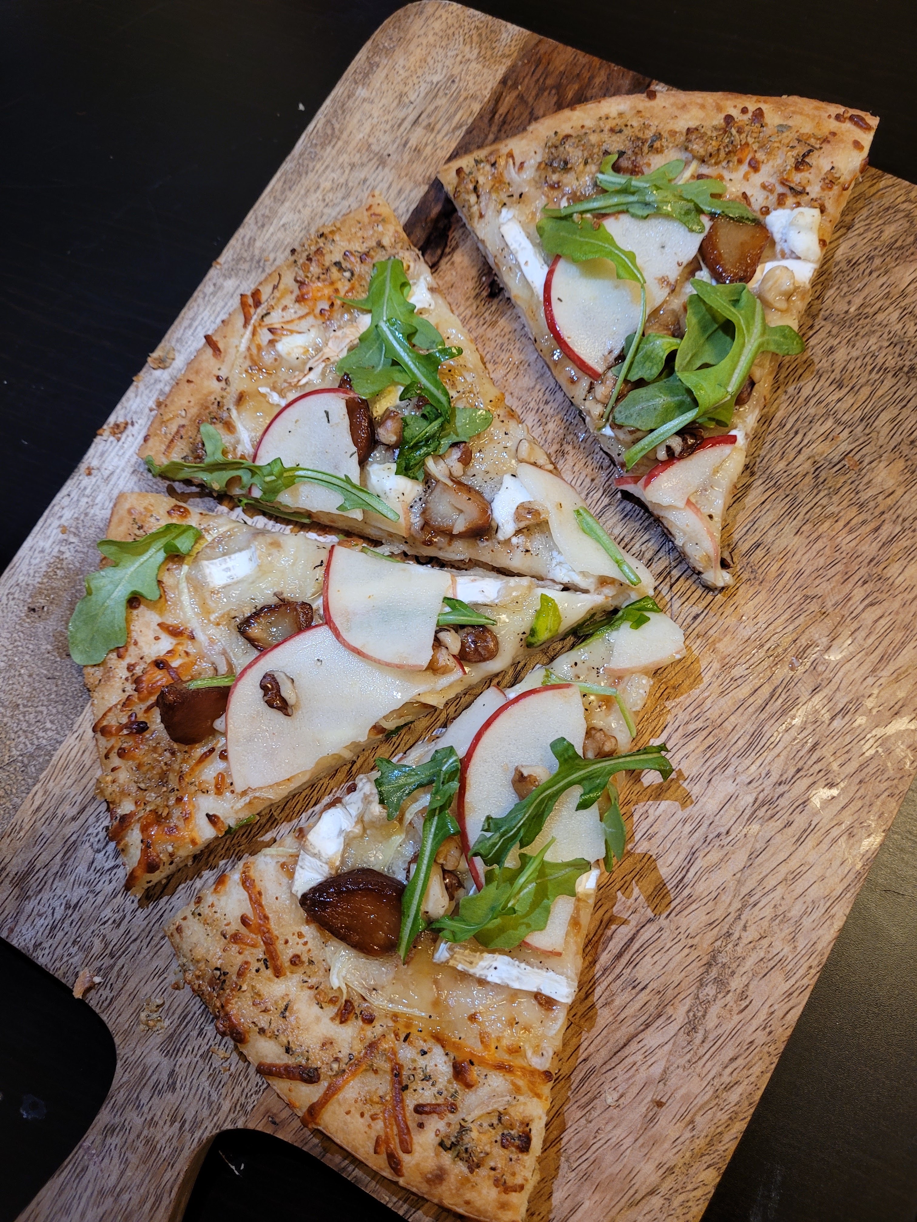 Arugula, Honey, Apple and Brie Pizza