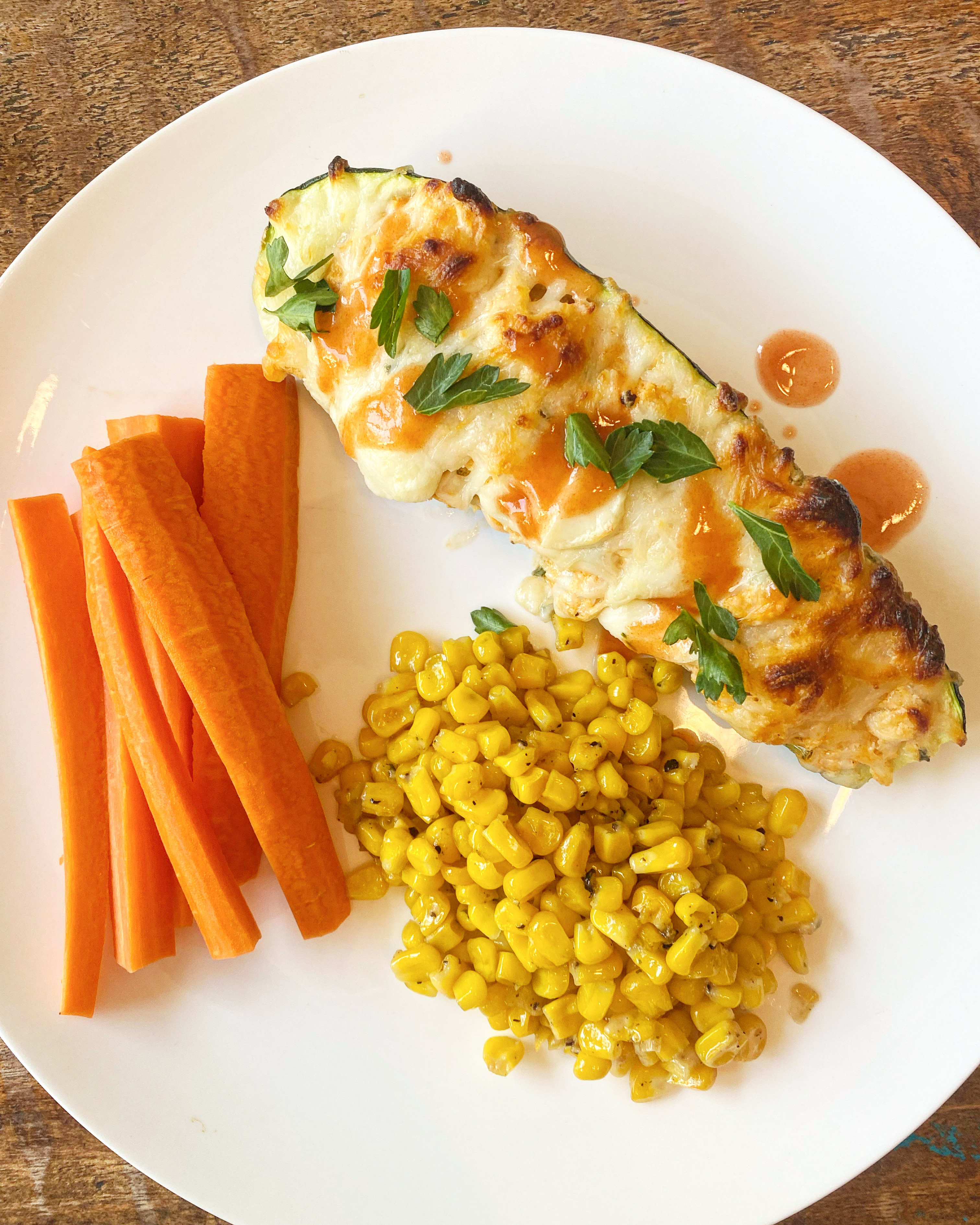 Buffalo Chicken Zucchini Boats