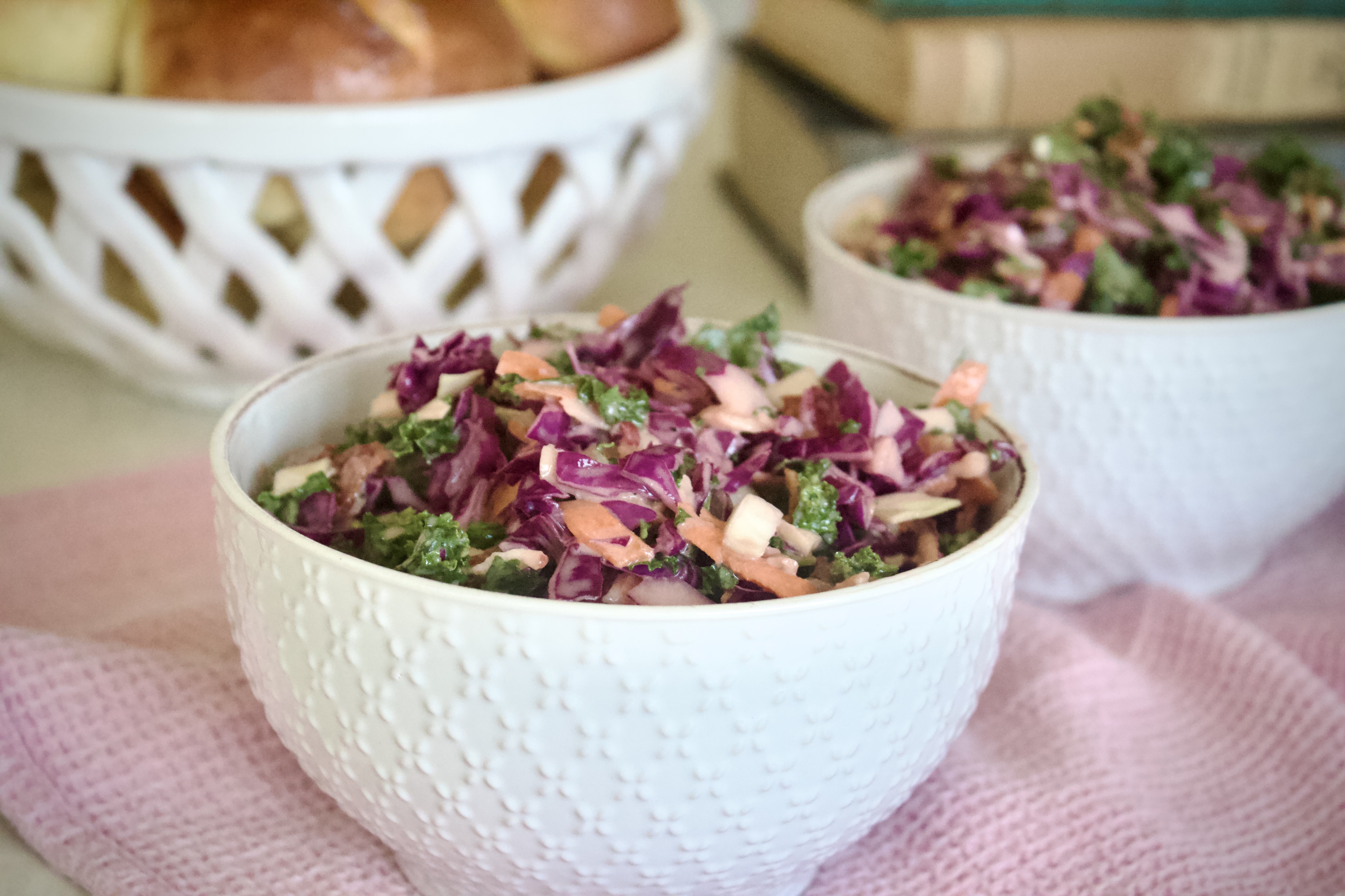 Dairy Free Red Cabbage Bacon Kale Cole Slaw