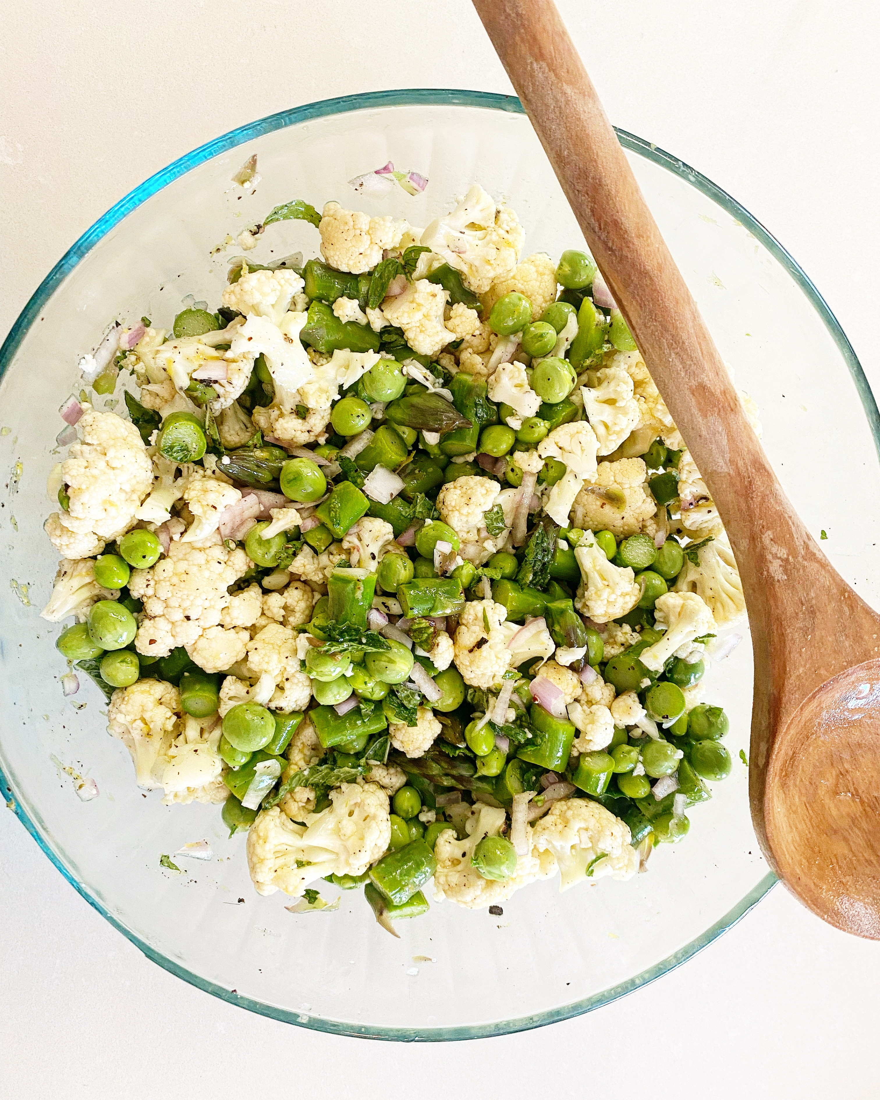 Spring pea, Cauliflower, and Asparagus Salad