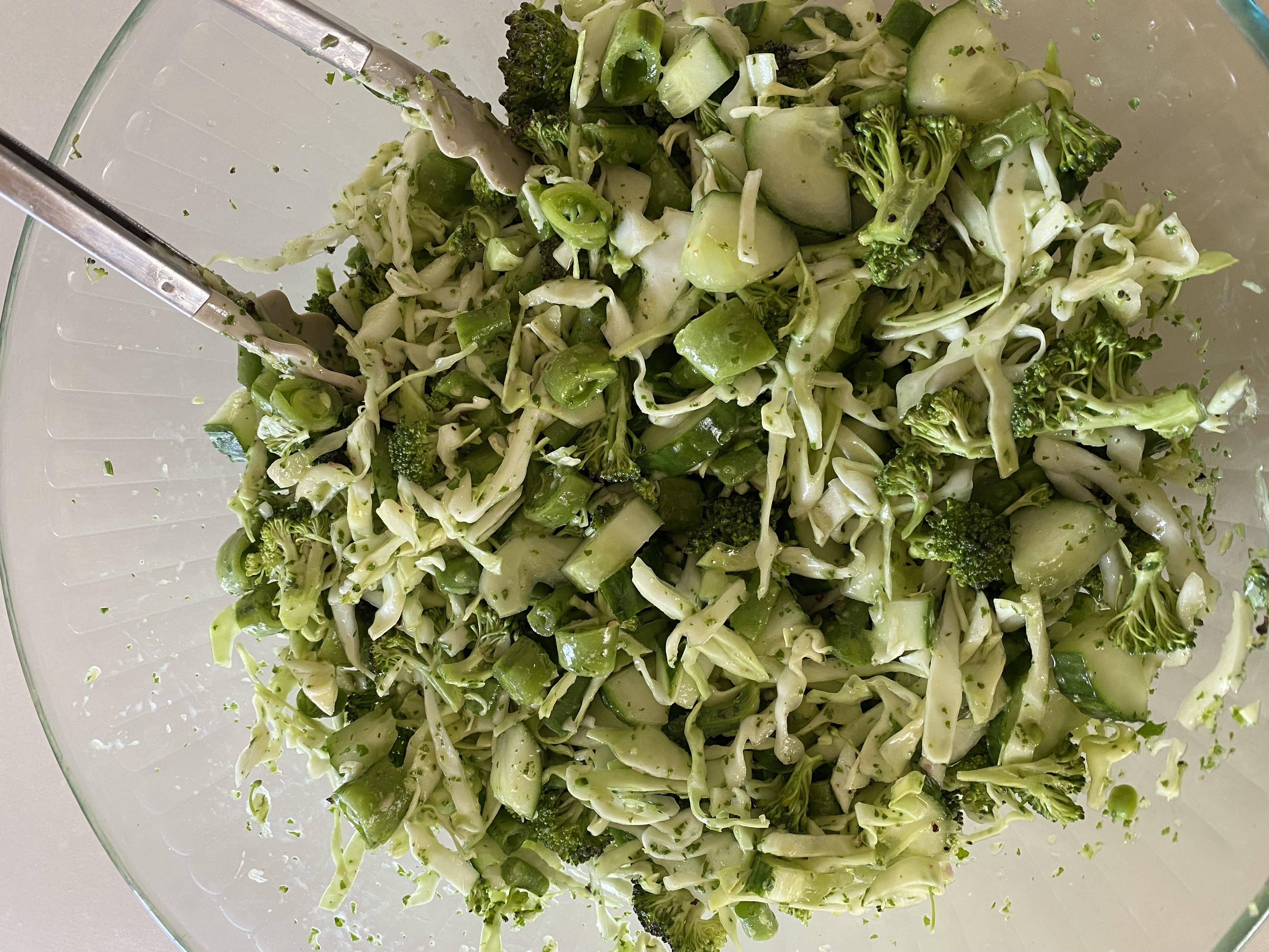 Crunchy Veggie Salad with Lemon Basil Vinaigrette 