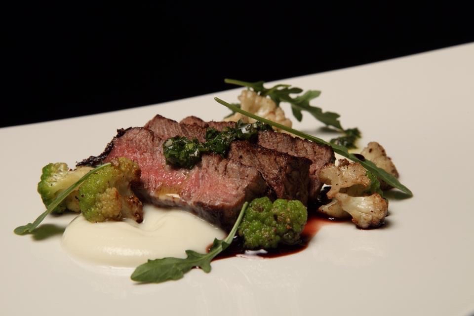 Seared Hanger Steak with Black Raspberry Port Demiglaze  