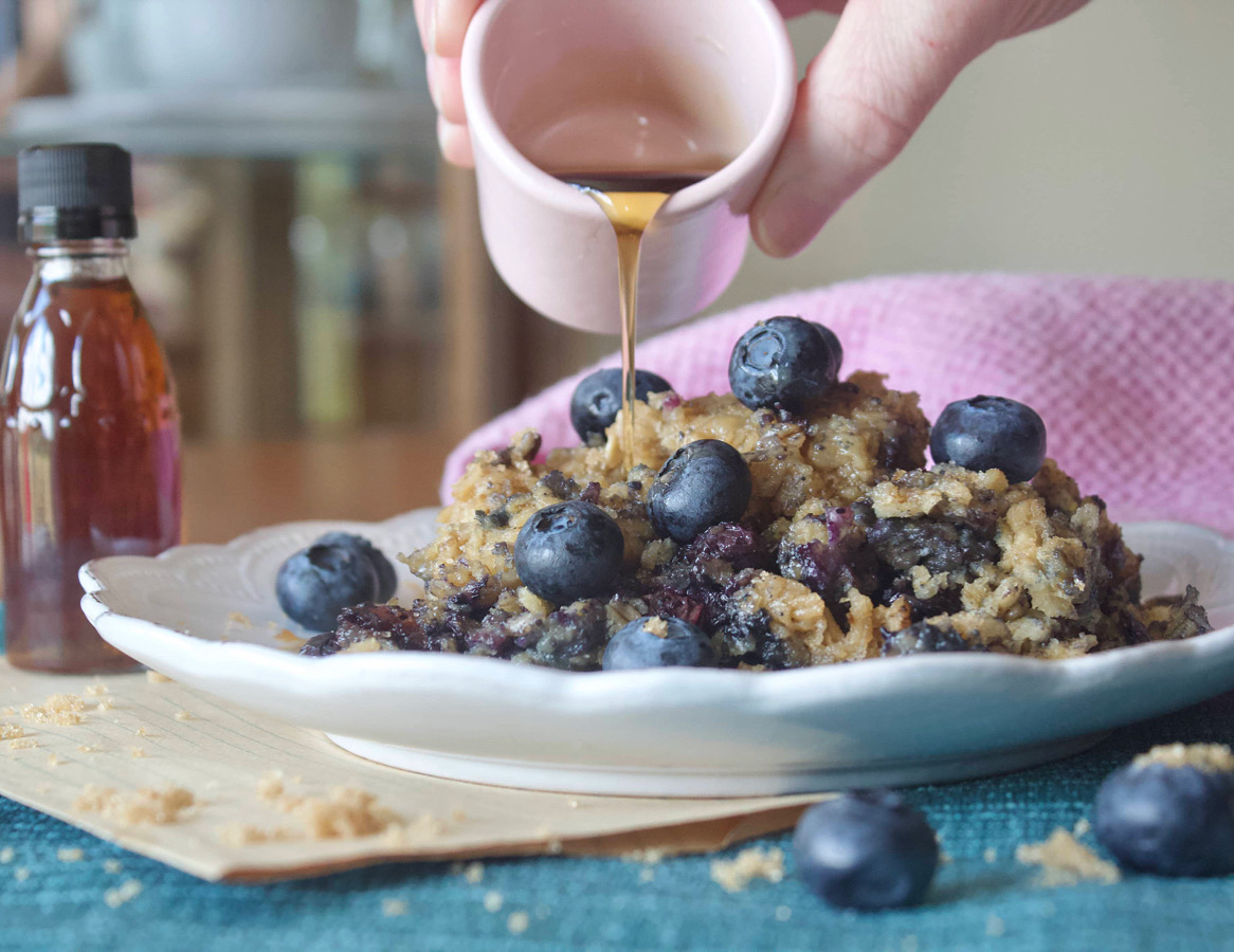 Blueberry Baked Oatmeal With Peaches