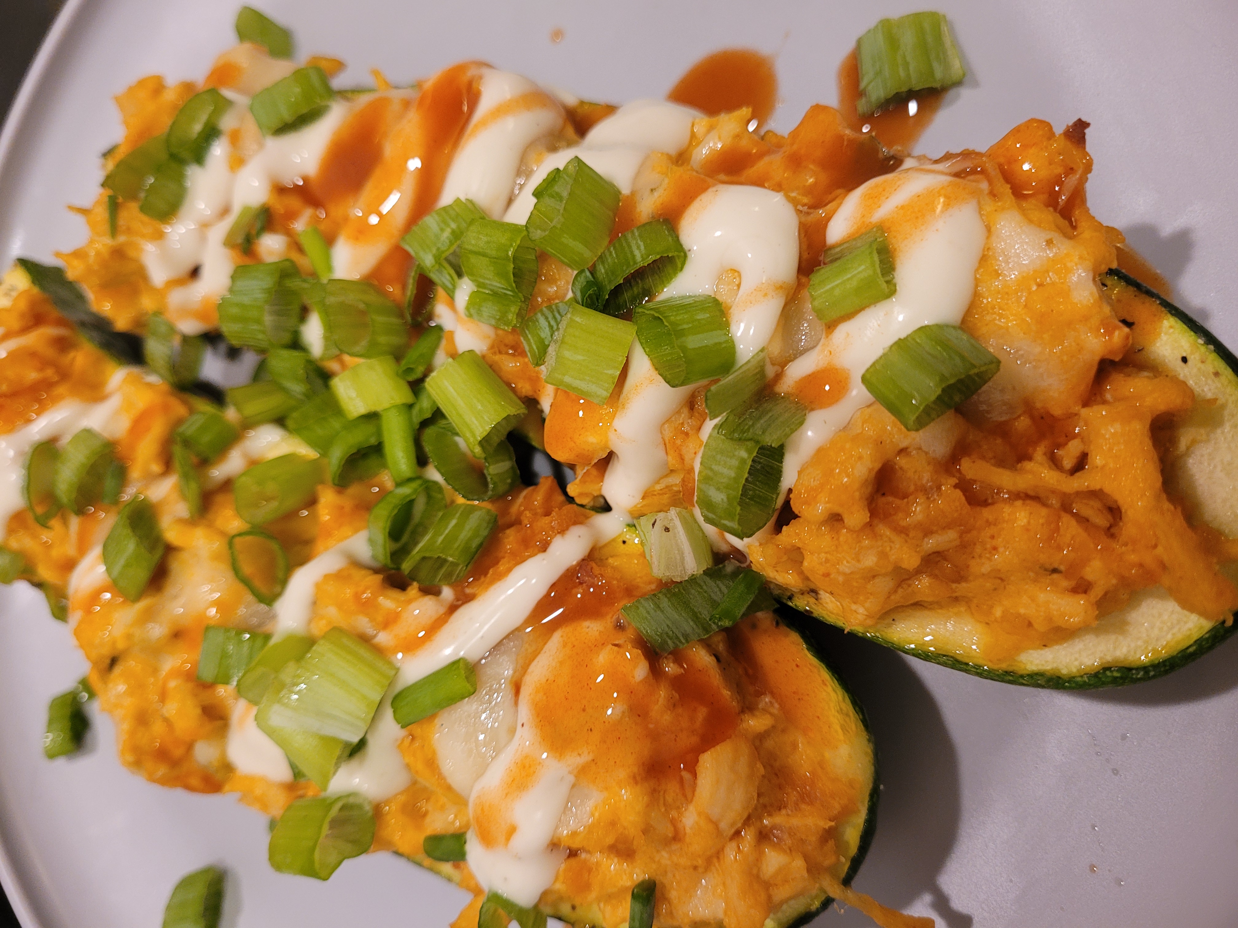 Buffalo Chicken Zuchini Boats