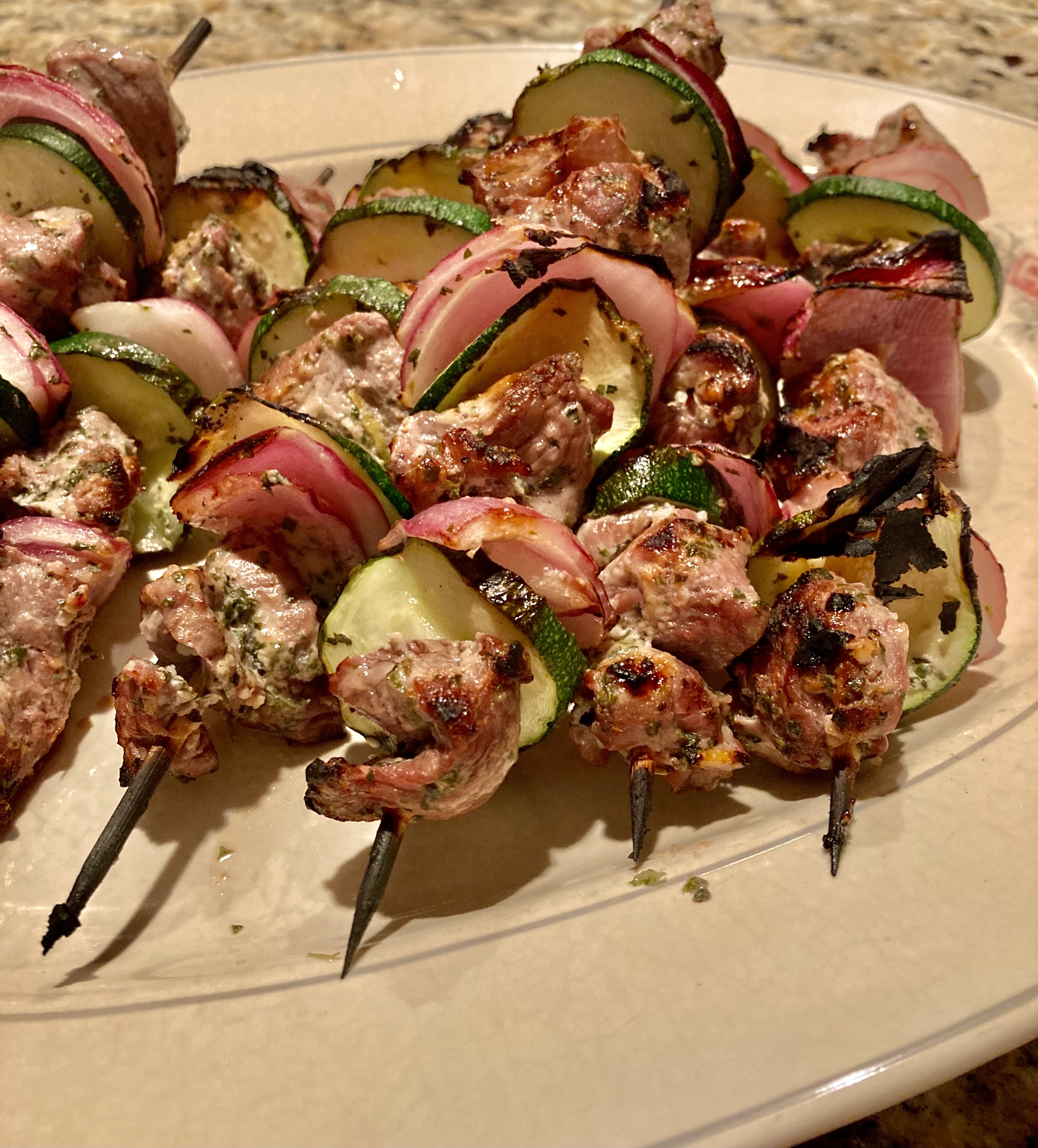 Yogurt and Mint Marinated Lamb Skewers
