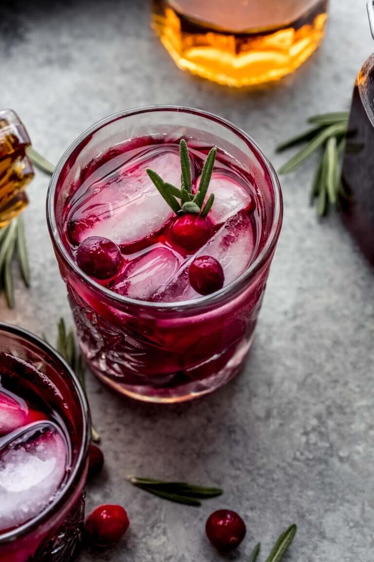 Cranberry Bourbon Maple Smash Cocktail 
