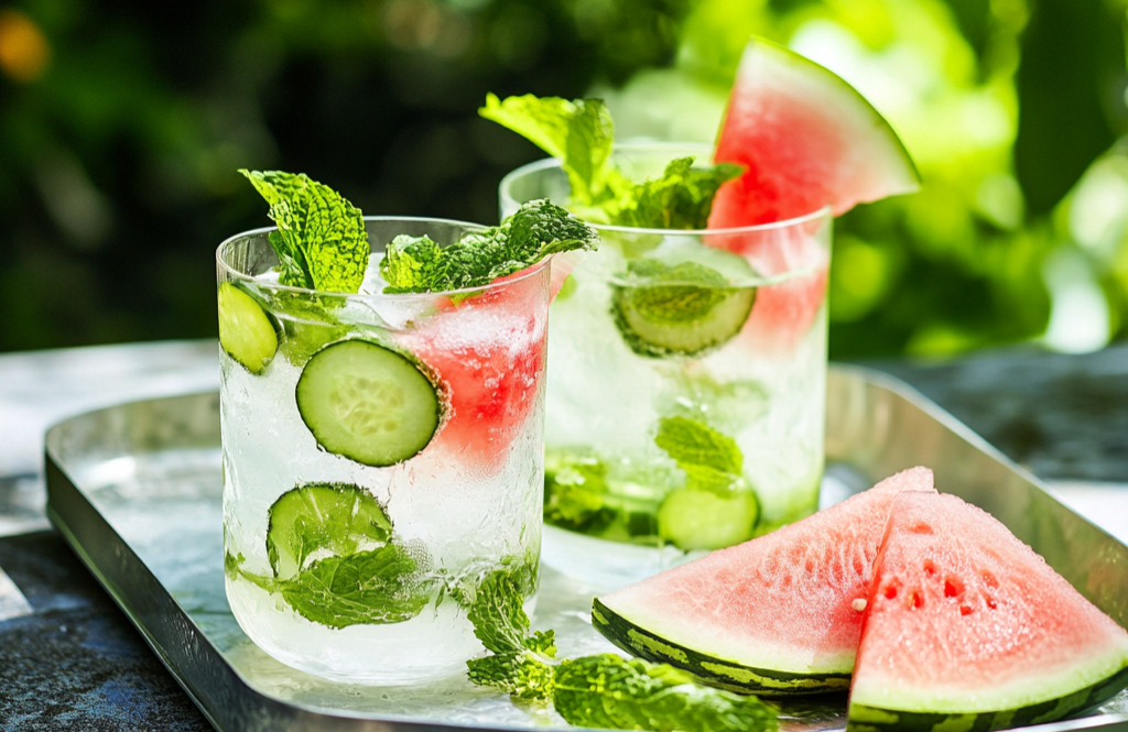 Cucumber & Watermelon Mojitos