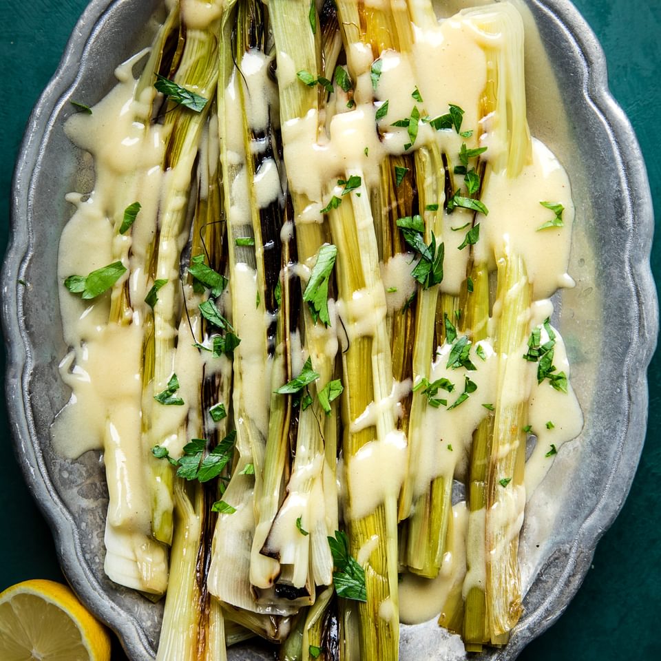 Braised Leeks with Beurre Blanc (French Butter Sauce)