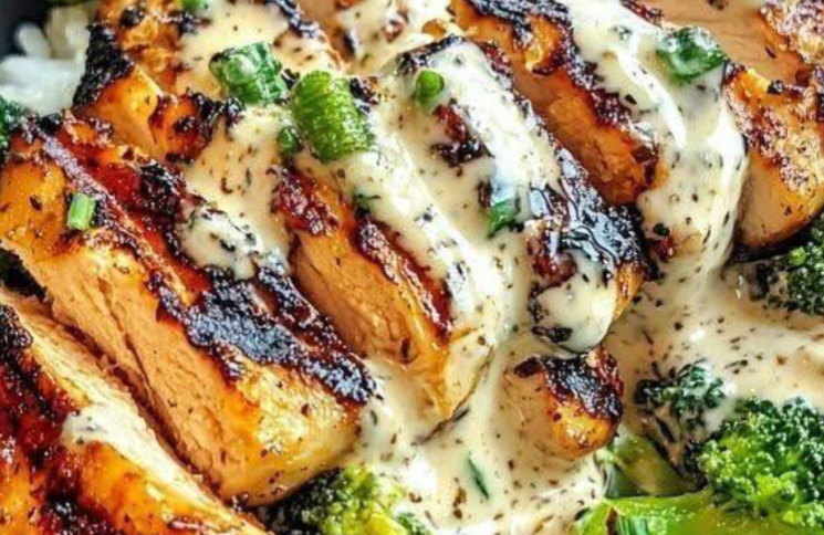 Grilled Chicken with Garlic Parmesan Cream Sauce