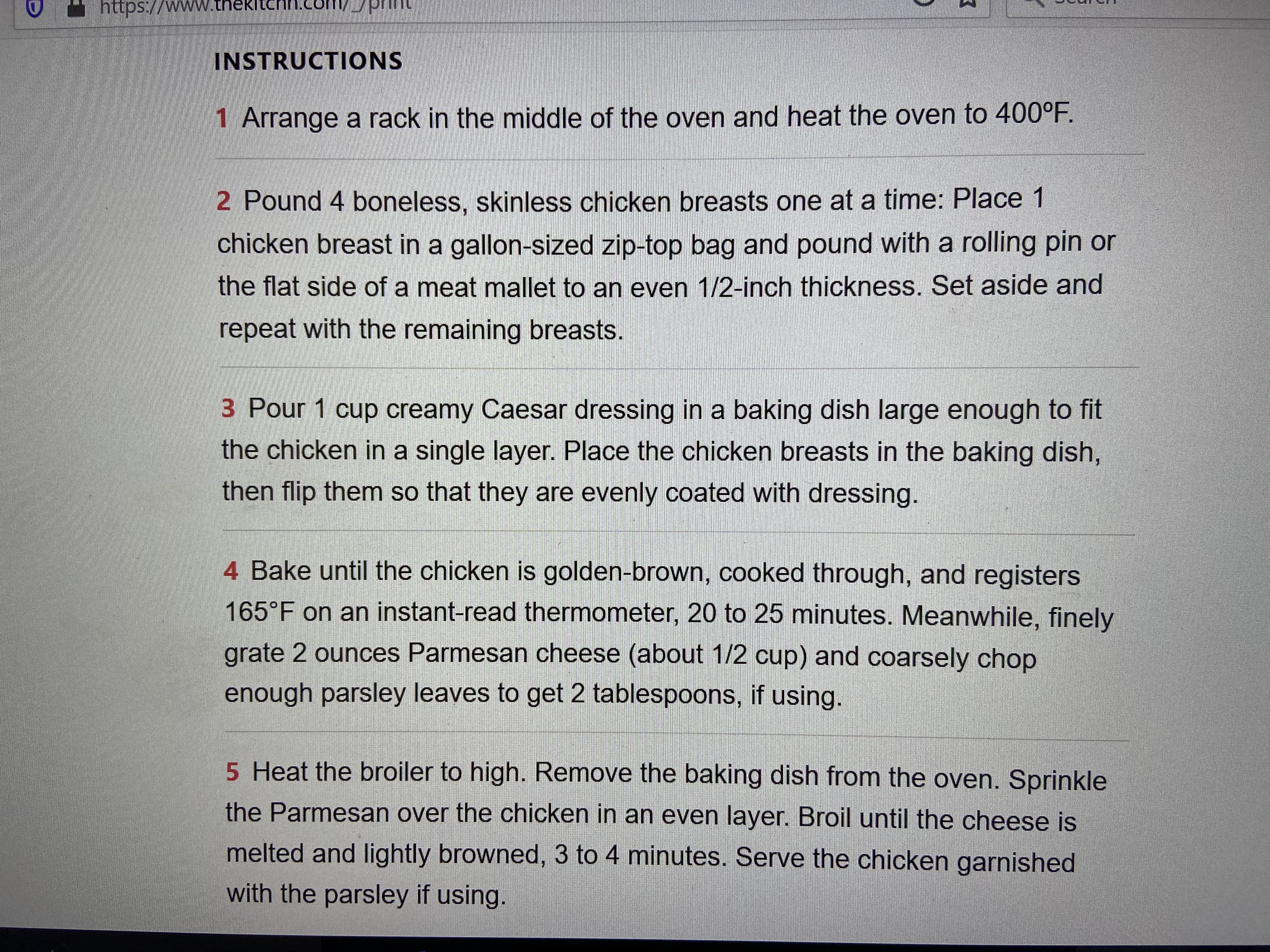 3-ingredient Baked Caesar Chicken