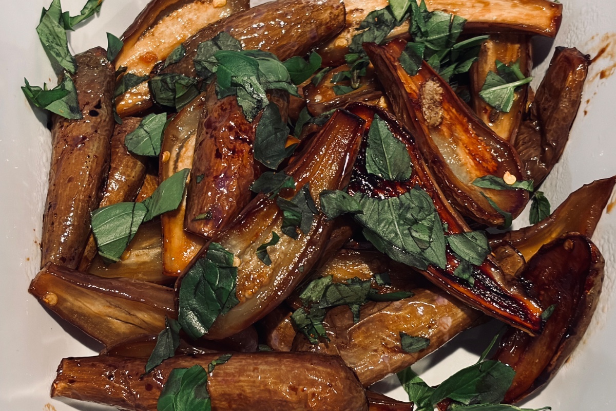 Roasted Fairy Tale Eggplant with Basil