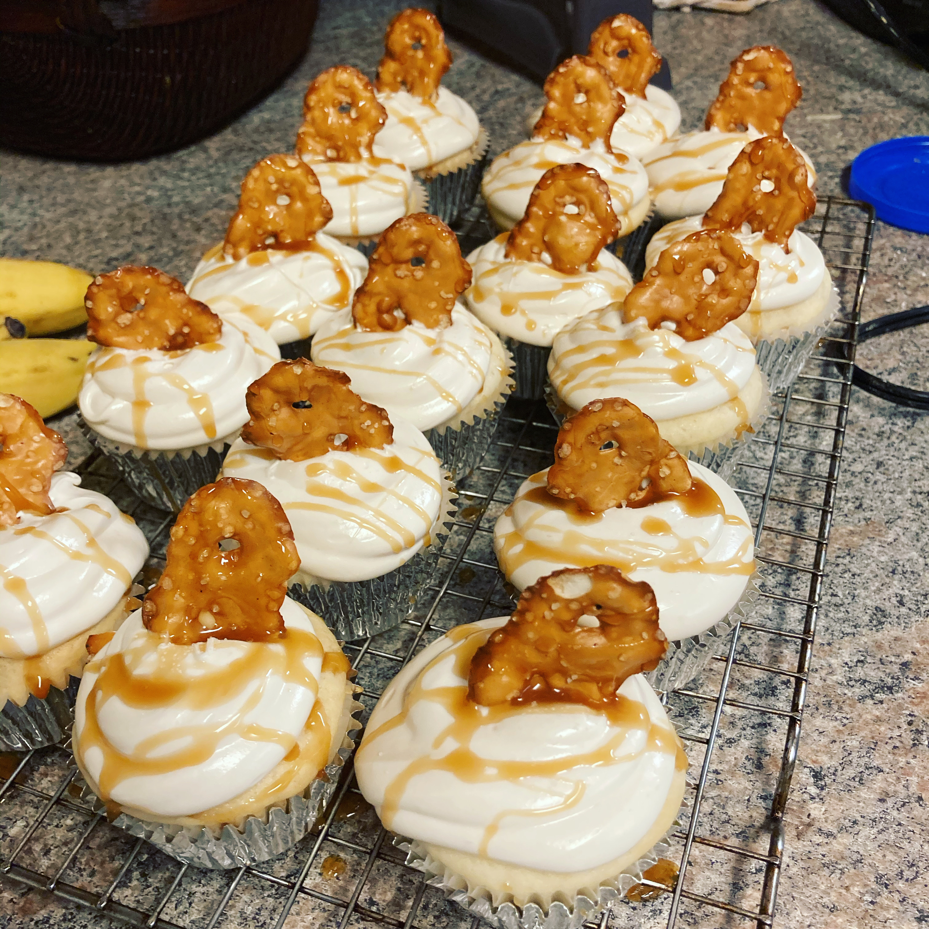 Salted Caramel Pretzel Cupcakes