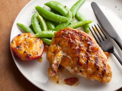 Grilled Chicken Breasts with Spicy Peach Glaze