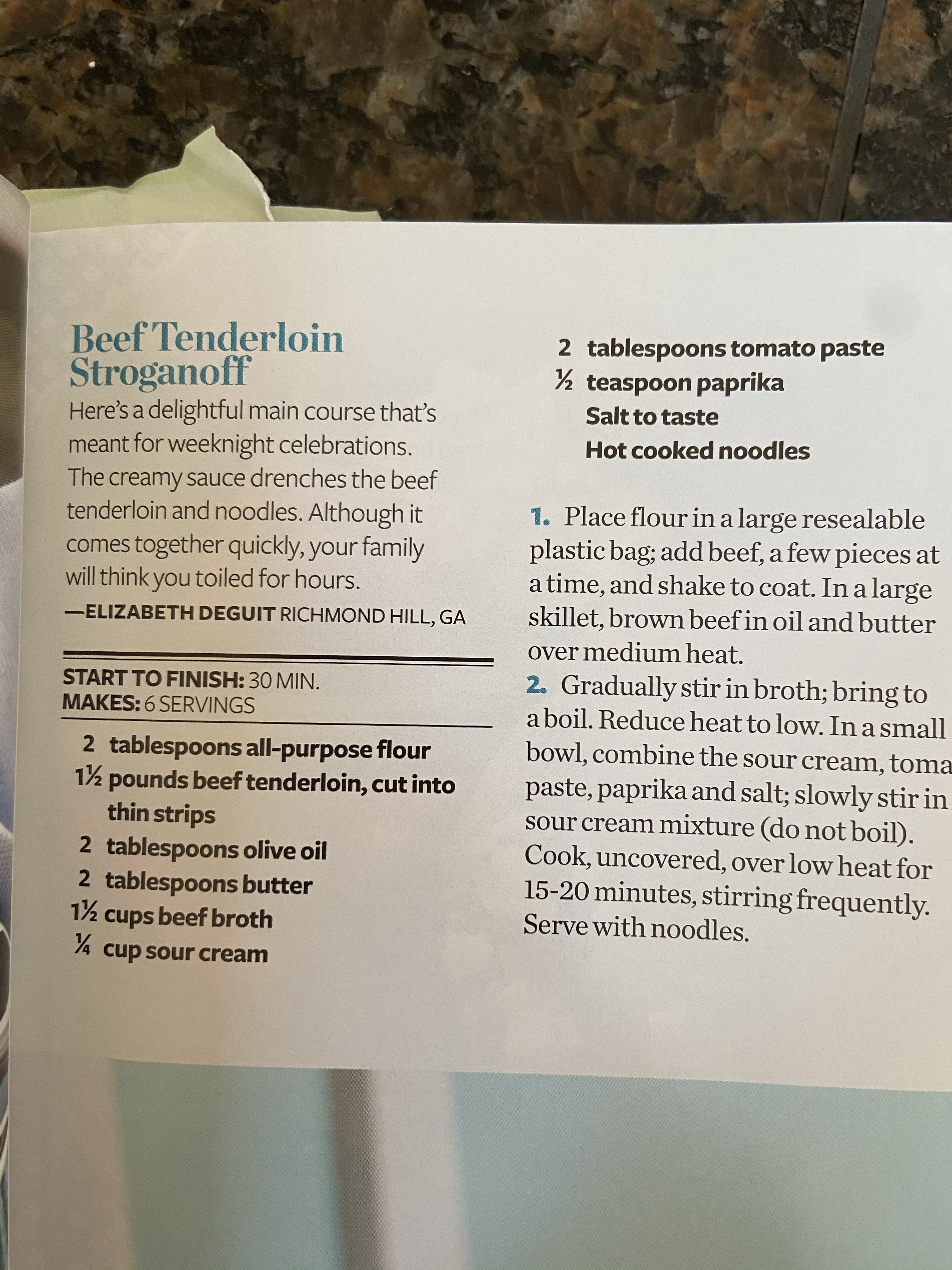 Beef tenderloin stroganoff