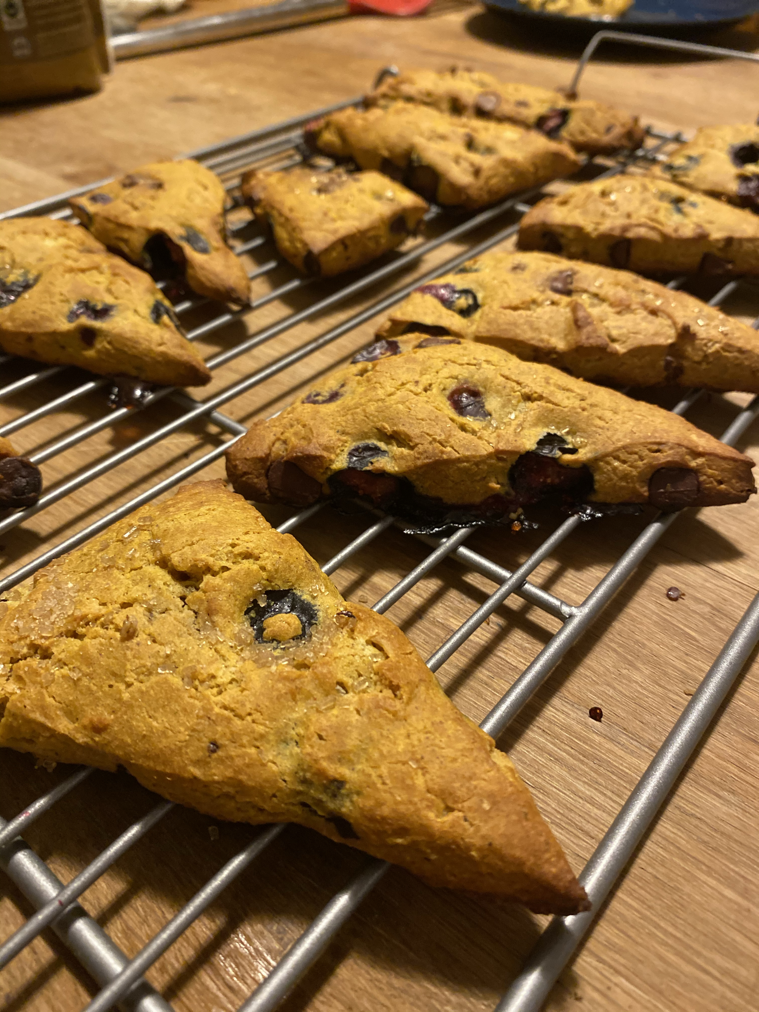Chocolate chip blueberry pumpkin scones 