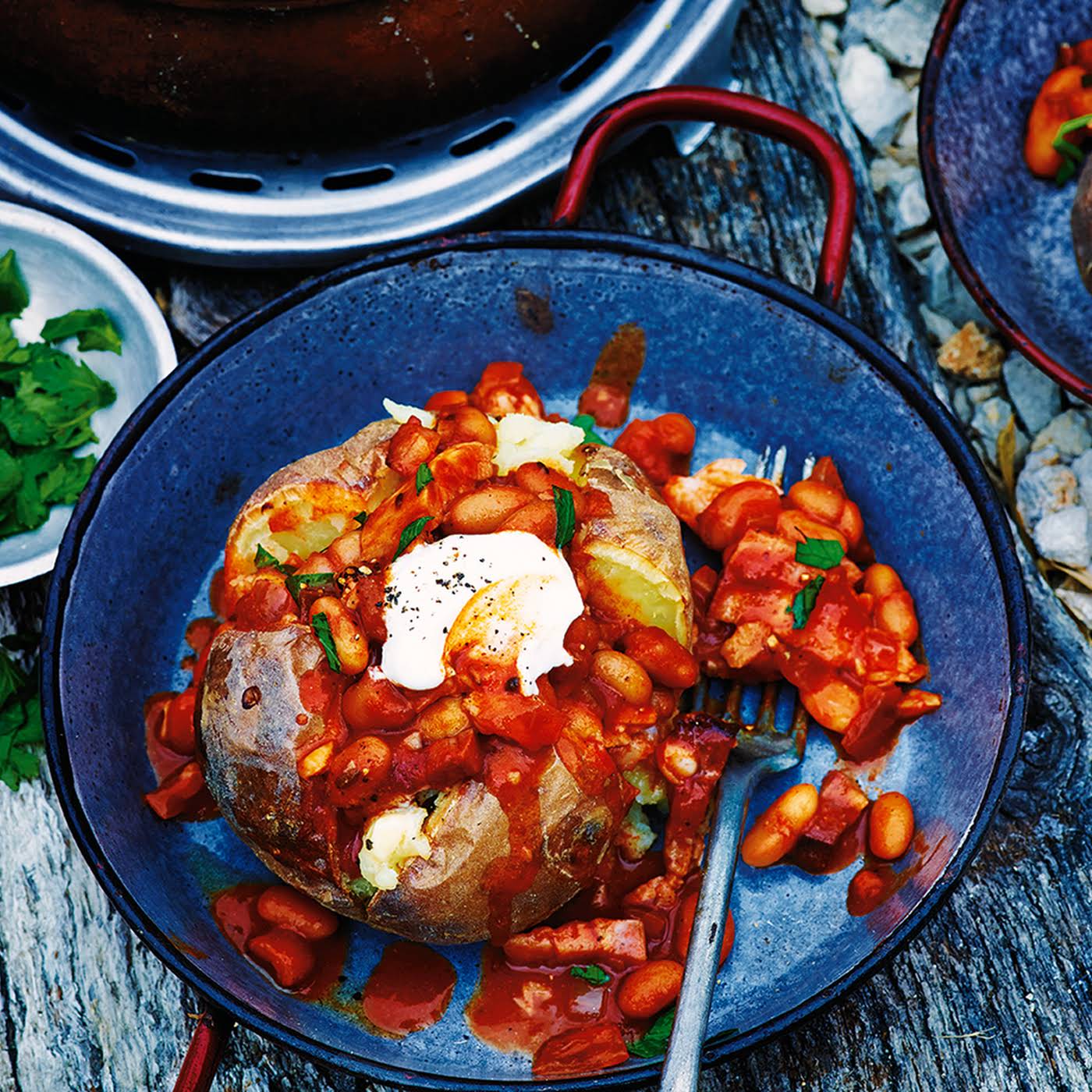 Smoky Baked Beans With Jacket Potatoes